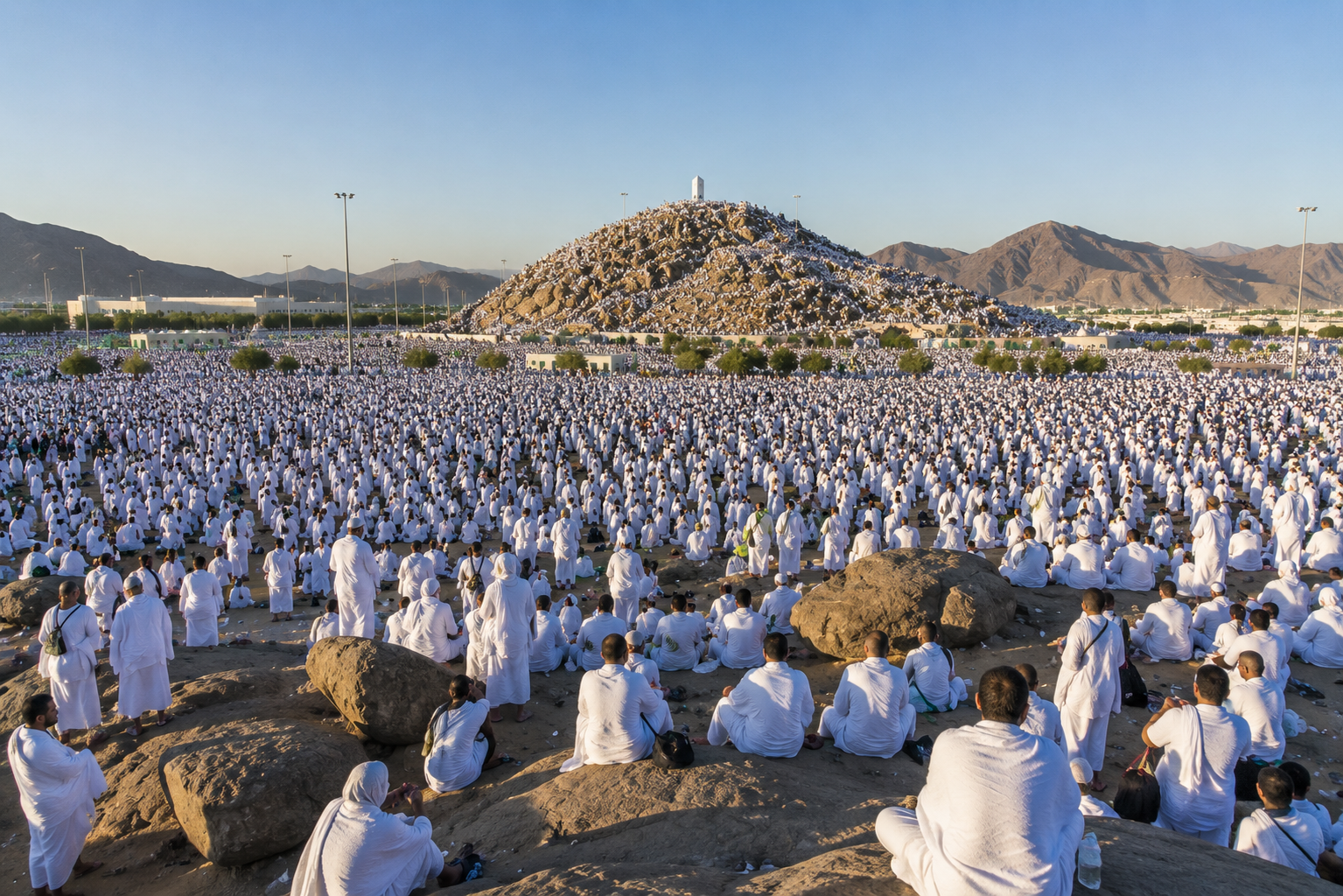 Pèlerins réunis dans la plaine d’Arafat pendant le Hajj