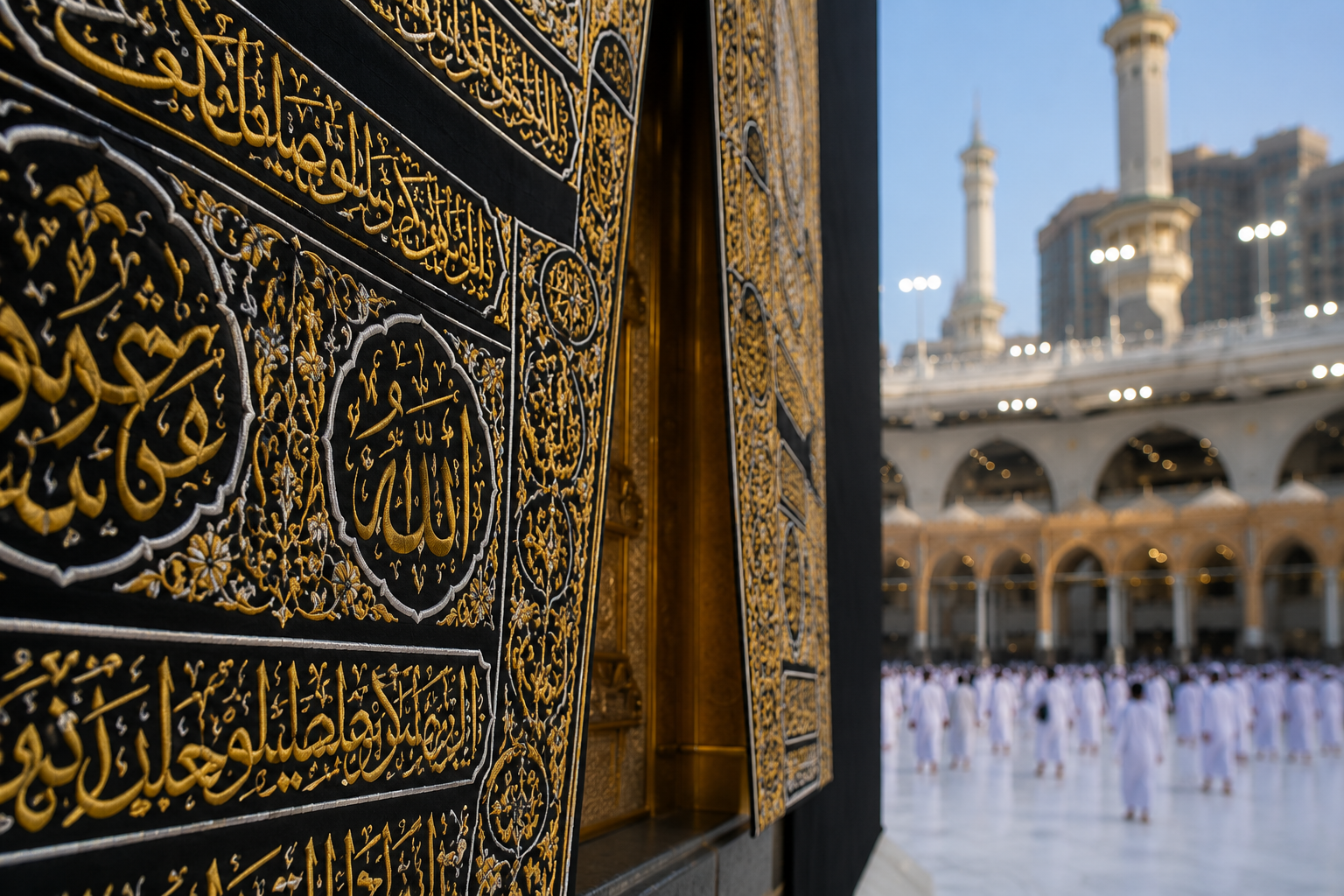 Détail de la Kiswah de la Kaaba au Masjid Al Haram pendant une Omra - Al Maqam Voyages