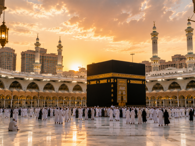 Omra Août - Kaaba au coucher du soleil